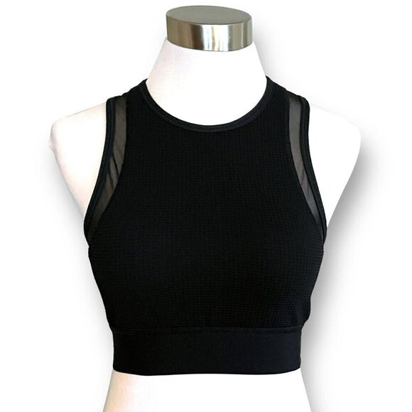 Alala Thermal Sports Bra Sz Small Black High Neck Sheer Mesh Back Wire Free - Picture 4 of 11